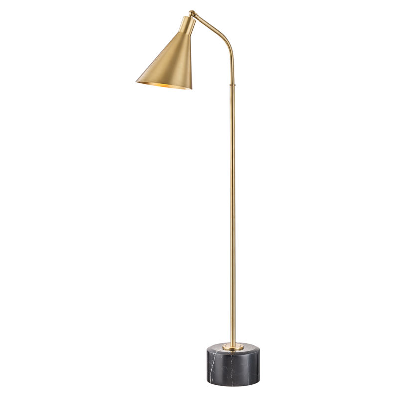 Stanton 1 Light Floor Lamp, Aged Bronze Body, Aged Brass Shade