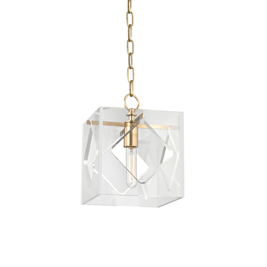 Travis 1 Light Pendant, Aged Bronze Body, Clear Shade