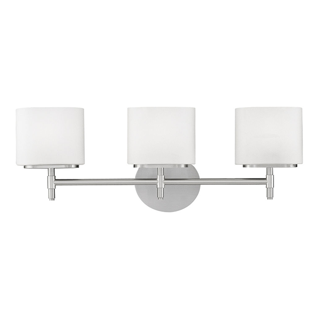 Trinity 3 Light Bath Bracket, Satin Nickel Body, Opal Matte Shade