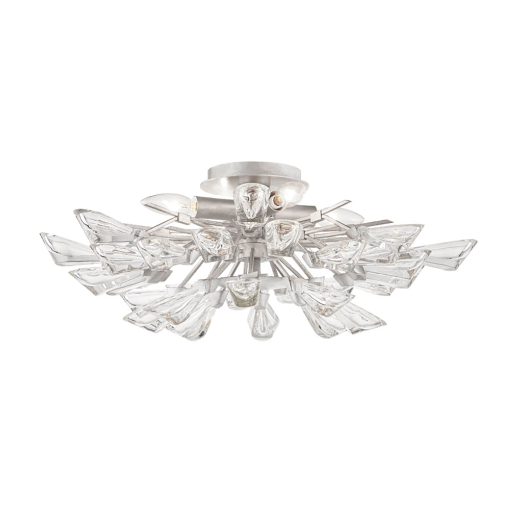 Preview image for Tulip 4 Light Semi Flush, Silver Leaf Body, Clear Shade