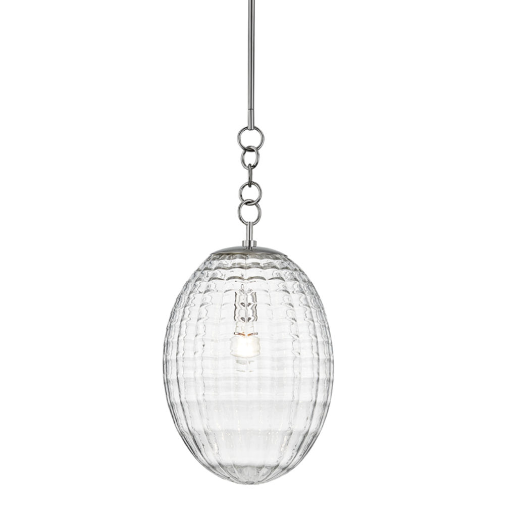 Preview image for Venice 1 Light Large Pendant, Polished Nickel Body, Clear Optic Shade
