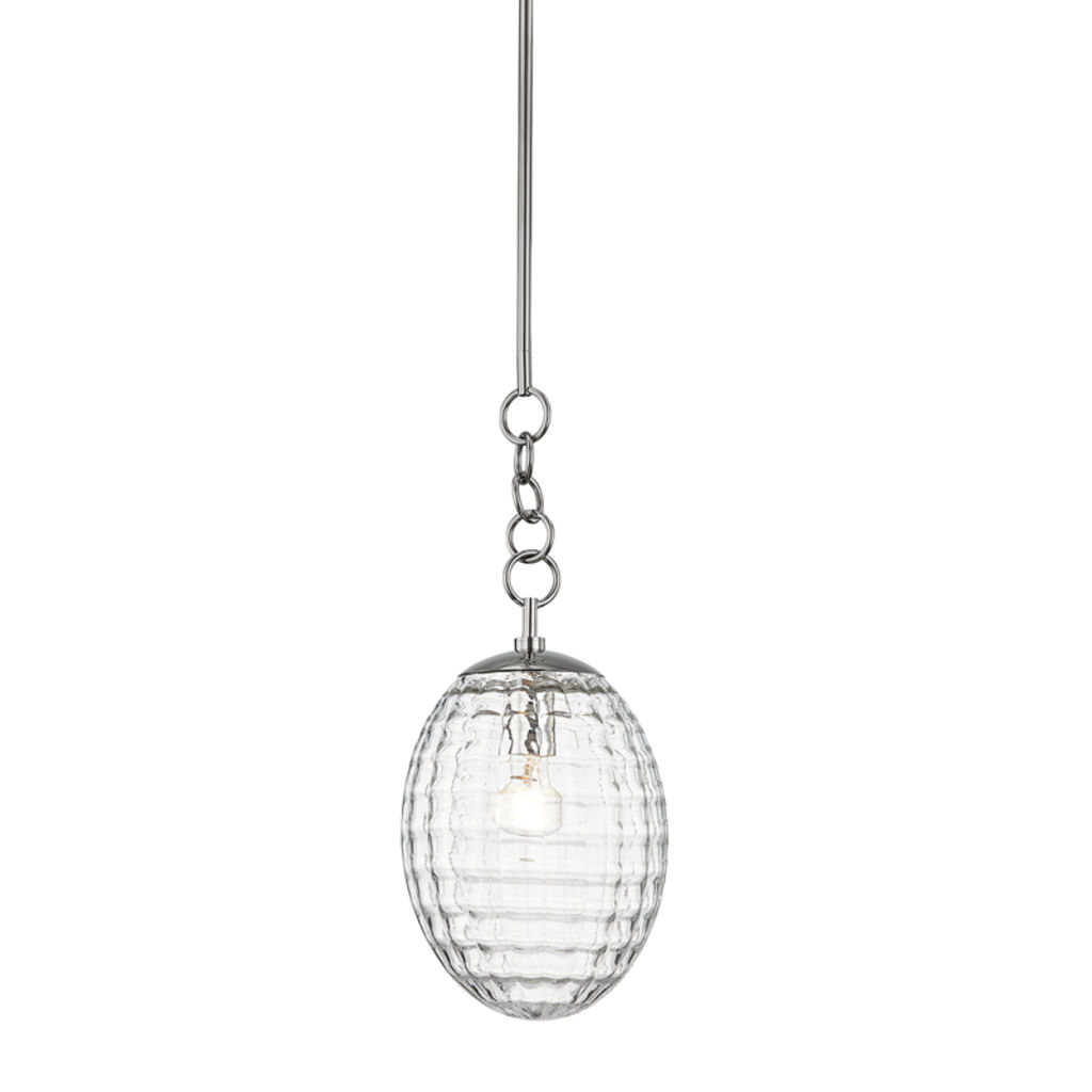 Preview image for Venice 1 Light Small Pendant, Polished Nickel Body, Clear Optic Shade