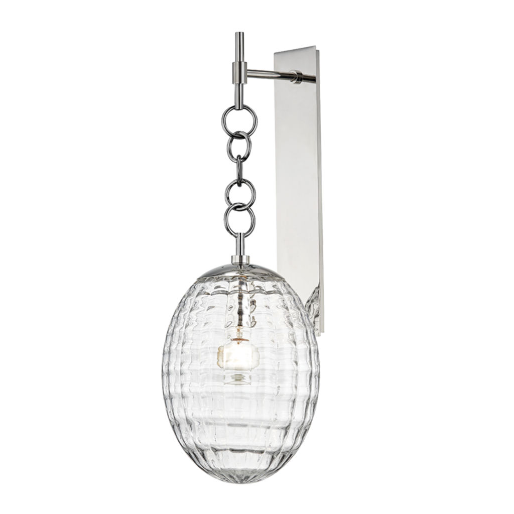 Preview image for Venice 1 Light Wall Sconce, Polished Nickel Body, Clear Optic Shade