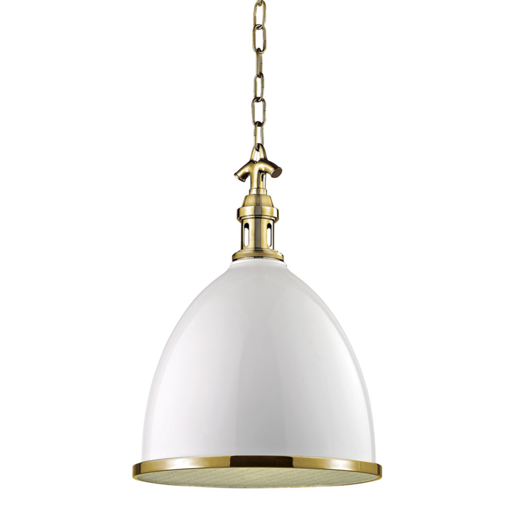 Viceroy 1 Light Small Pendant, White/Aged Brass Body, White Shade