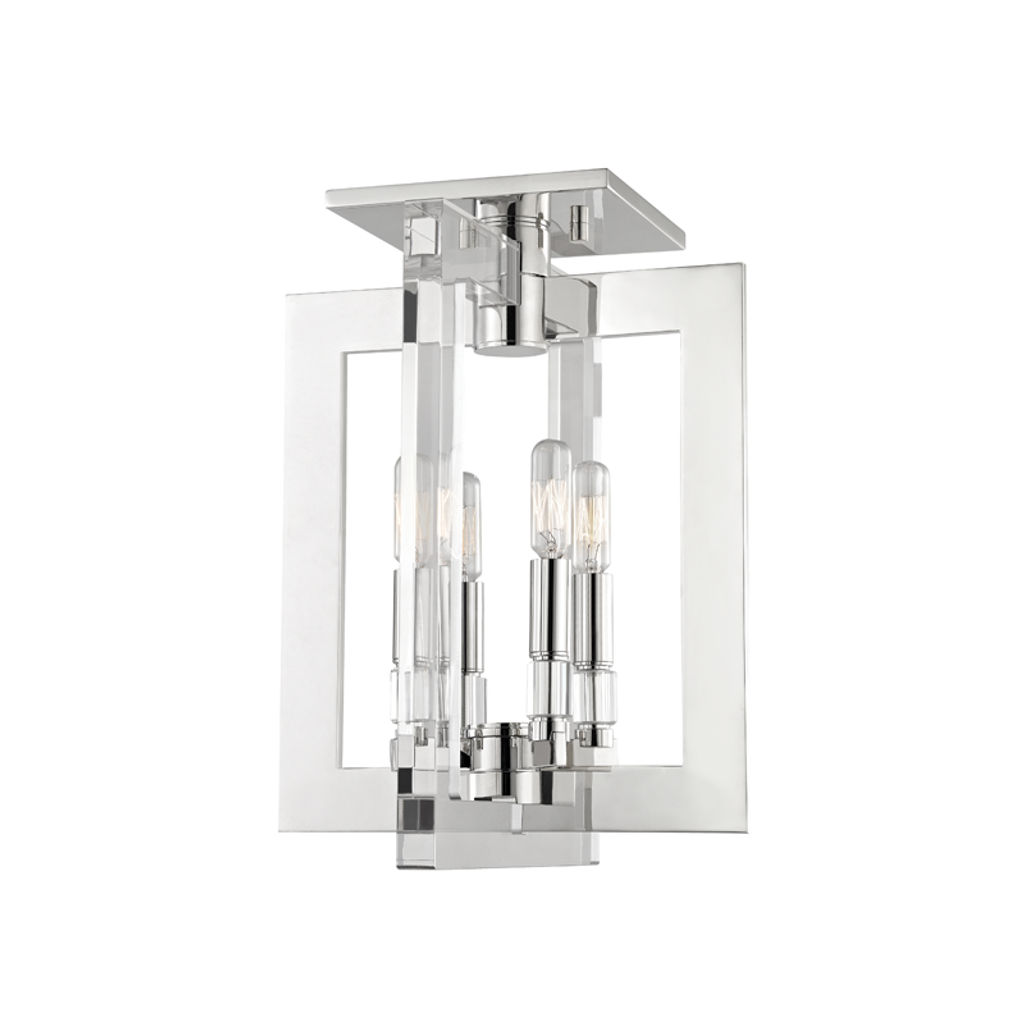 Wellington 4 Light Flush Mount, Polished Nickel Body