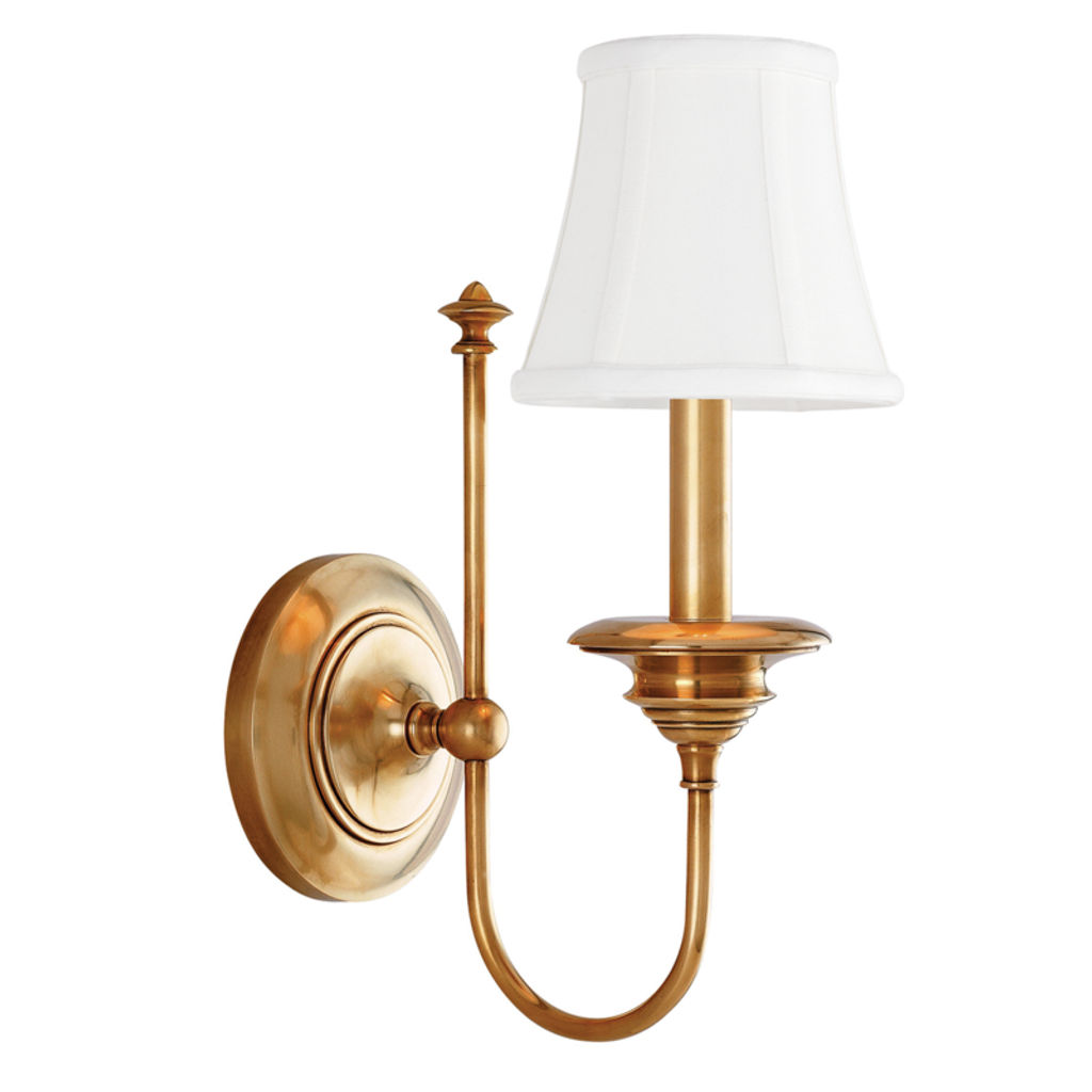 Yorktown 1 Light Wall Sconce, Aged Bronze Body, Off White Shade