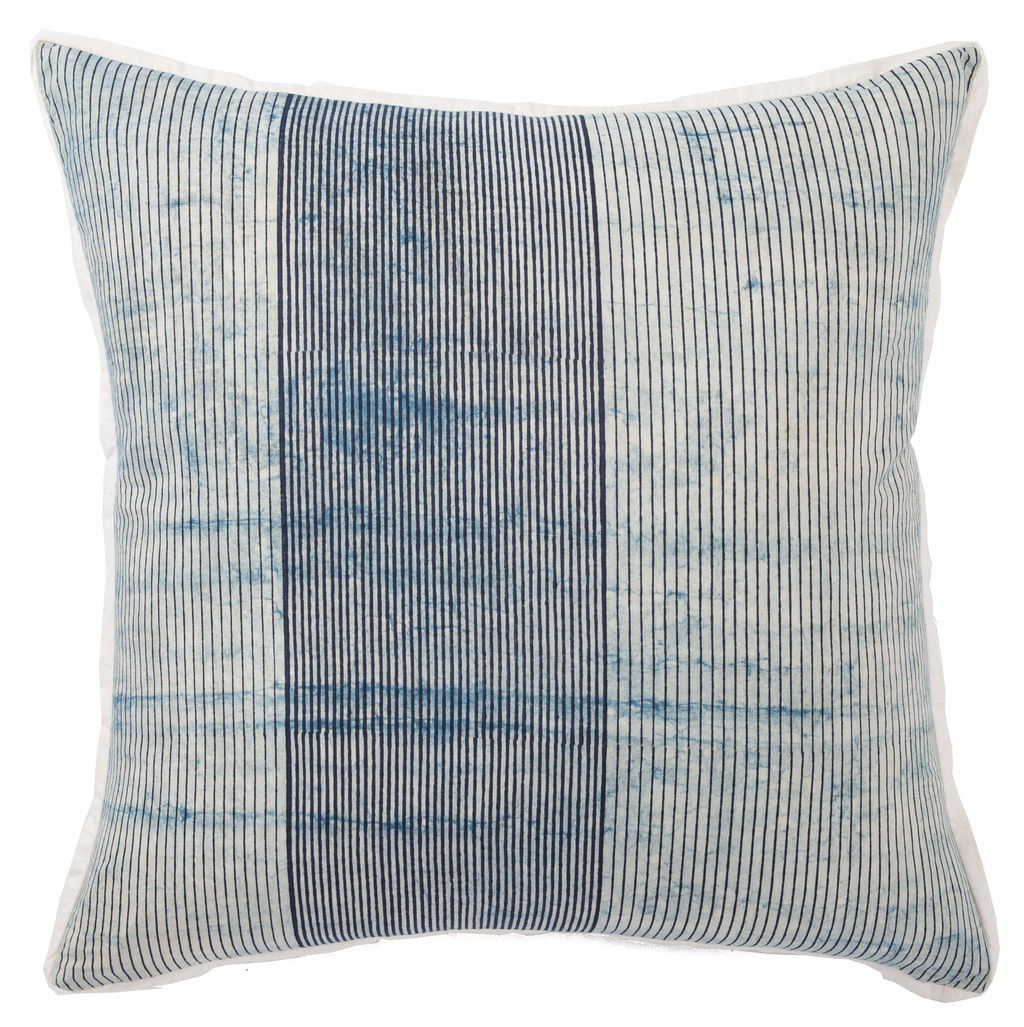 Preview image for Jaipur Living Alicia Handmade Stripe Blue/ White Down Throw Pillow 22 Inch