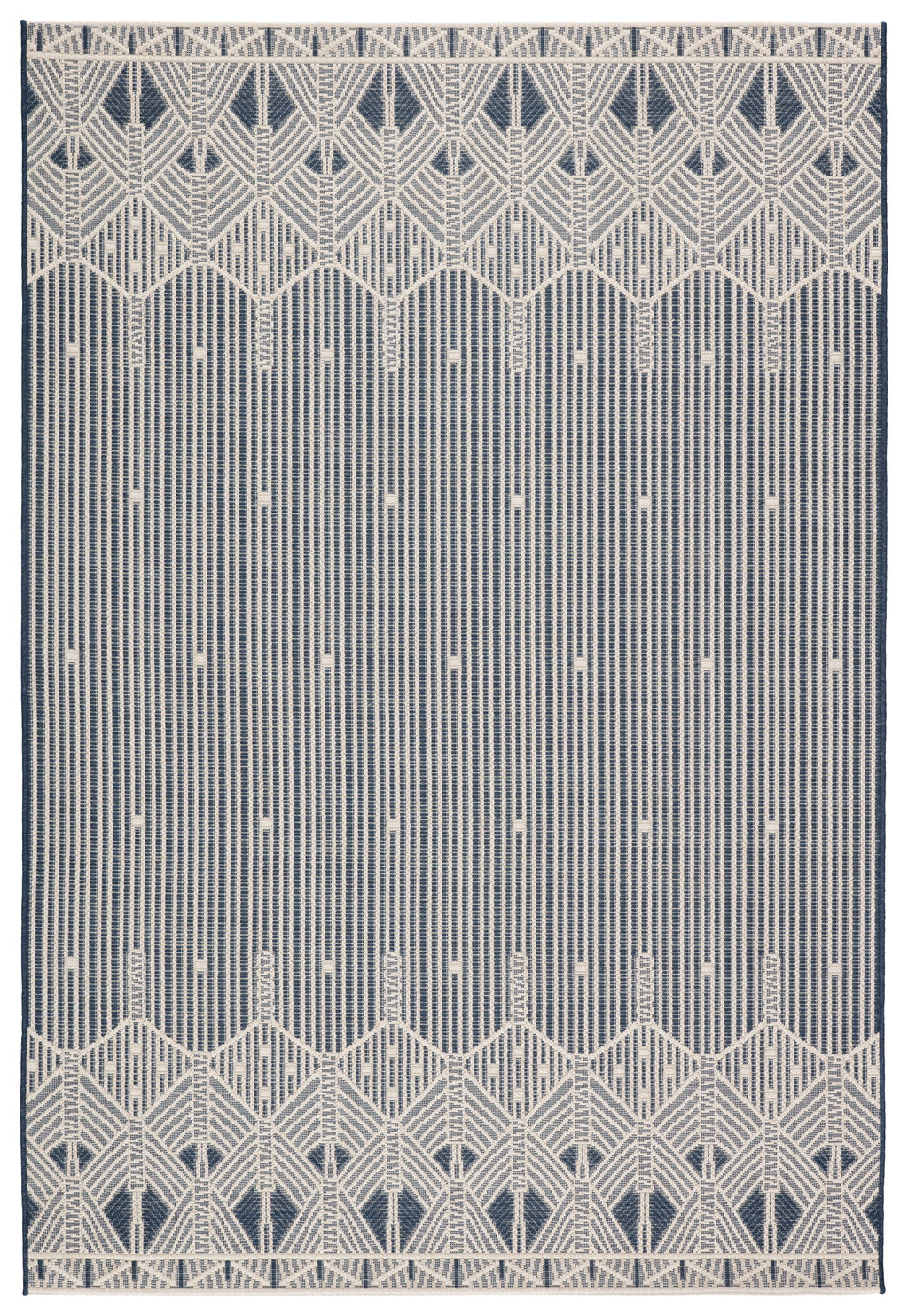 Preview image for Belvidere Indoor/ Outdoor Geometric Dark Blue/ Cream Area Rug (5'3"X7'6")