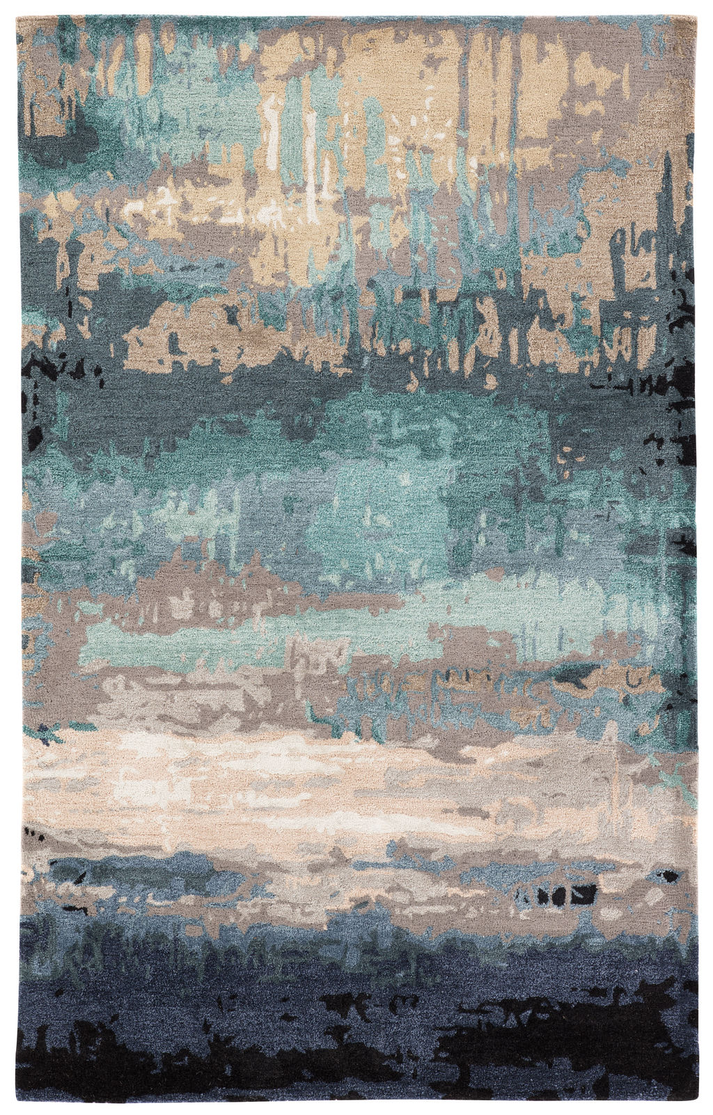 Preview image for Benna Handmade Abstract Blue/ Gray Area Rug (12'X15')