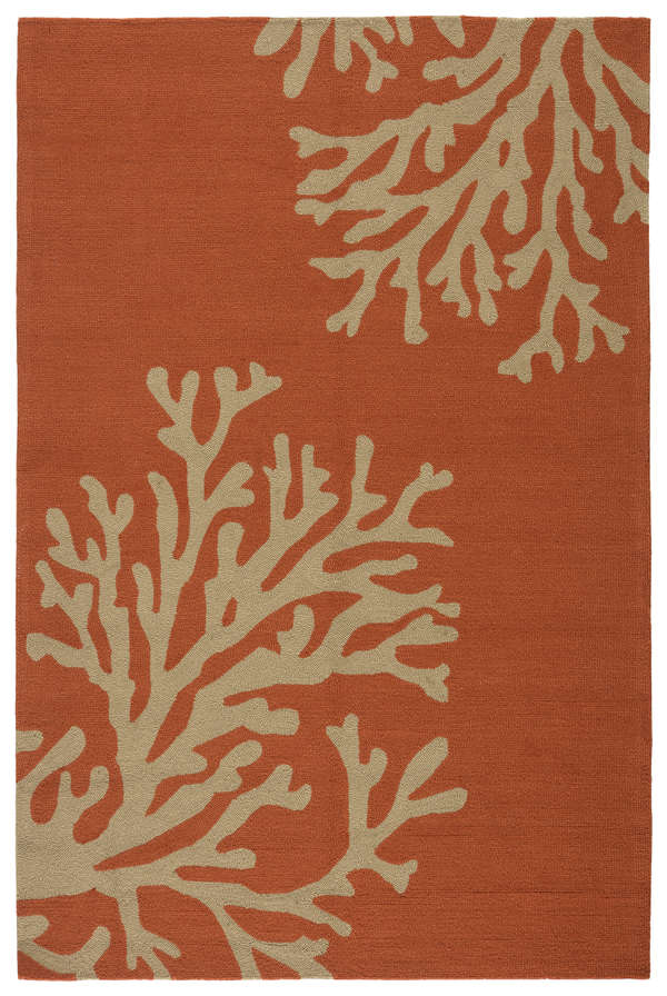 Bough Out Indoor/ Outdoor Floral Orange/ Taupe Area Rug (3'6"X5'6")