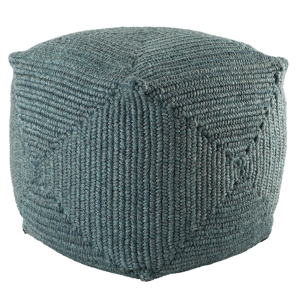 Preview image for Jaipur Living Bridgehampton Indoor/ Outdoor Solid Teal Cube Pouf
