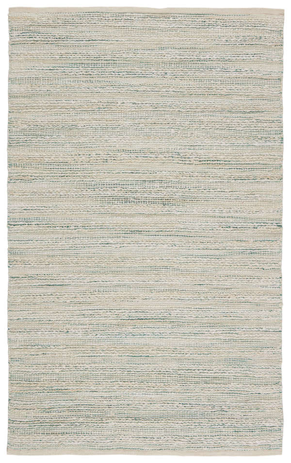 Canterbury Natural Stripe White/ Turquoise Area Rug (8'X10')