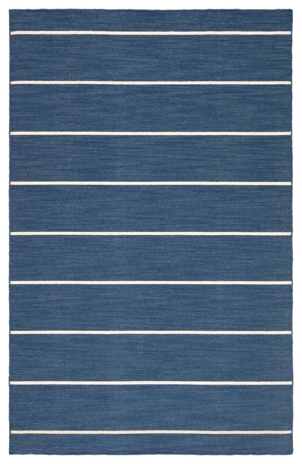 Cape Cod Handmade Stripe Blue/ Cream Area Rug (7'10"X9'10")