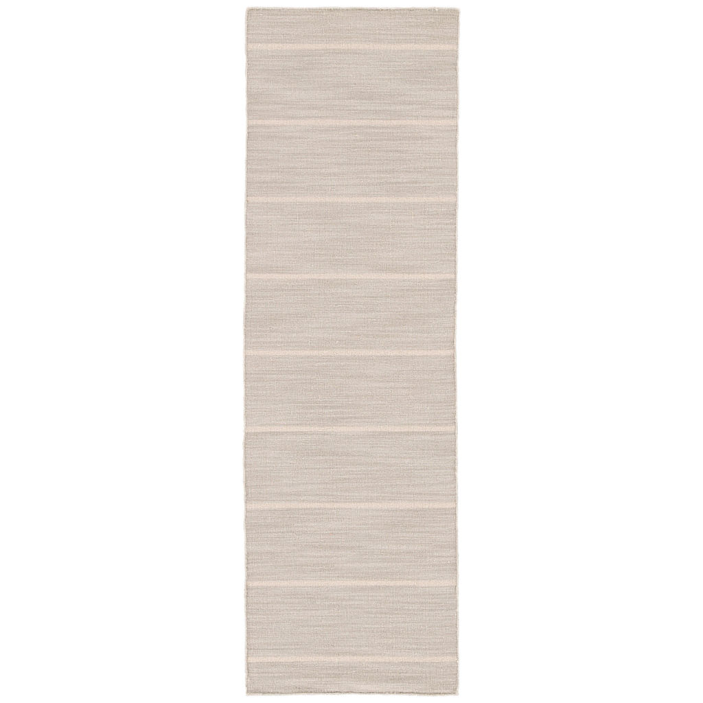 Cape Cod Handmade Stripe Gray/ White Runner Rug (2'6"X8')
