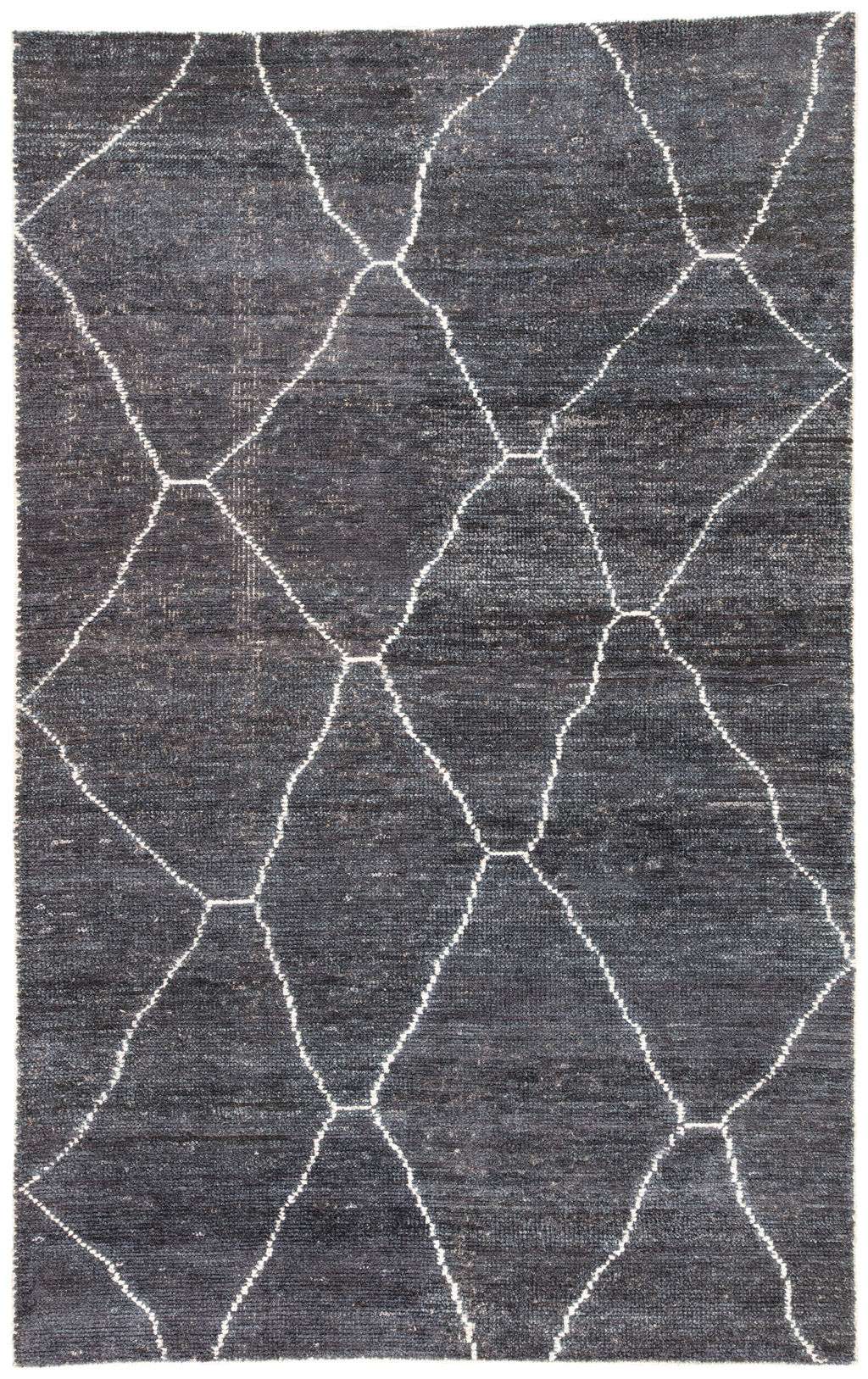 Preview image for Handmade Geometric Dark Gray/ Blue Area Rug (5'X8')