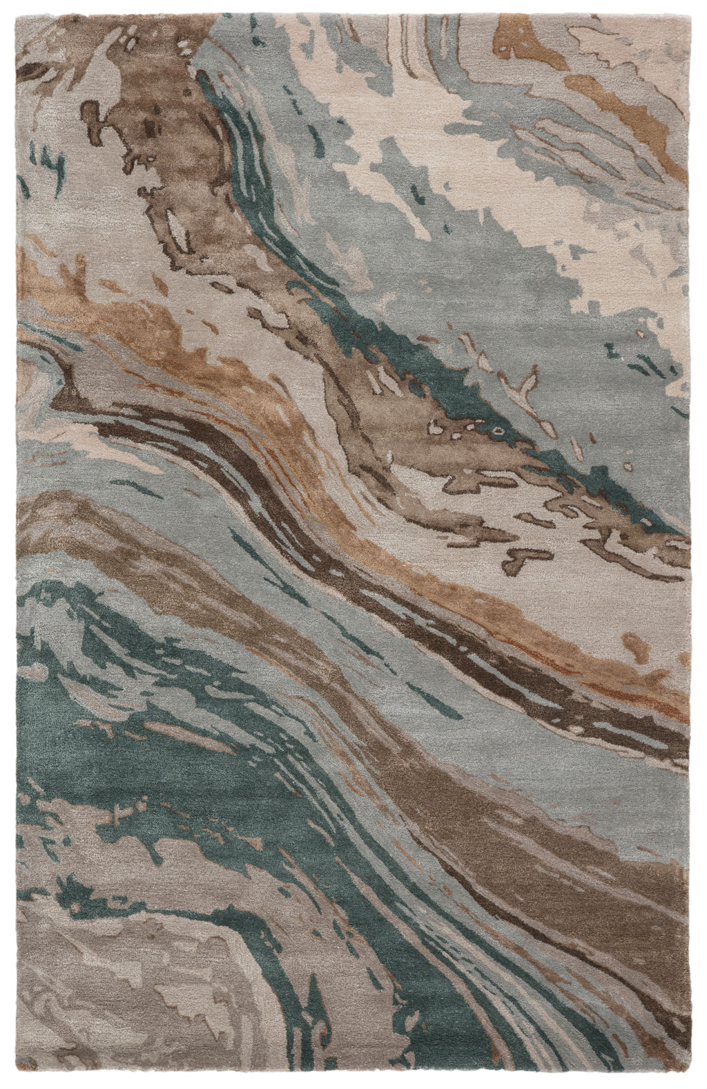 Preview image for Conley Handmade Abstract Teal/ Light Gray Area Rug (9'X13')