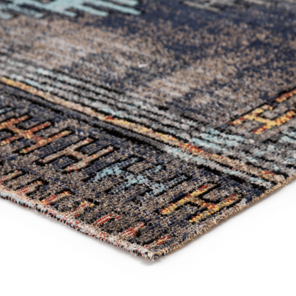 Jaipur Living Dez Indoor/ Outdoor Tribal Blue/ Orange Area Rug (5'3"X7'6")