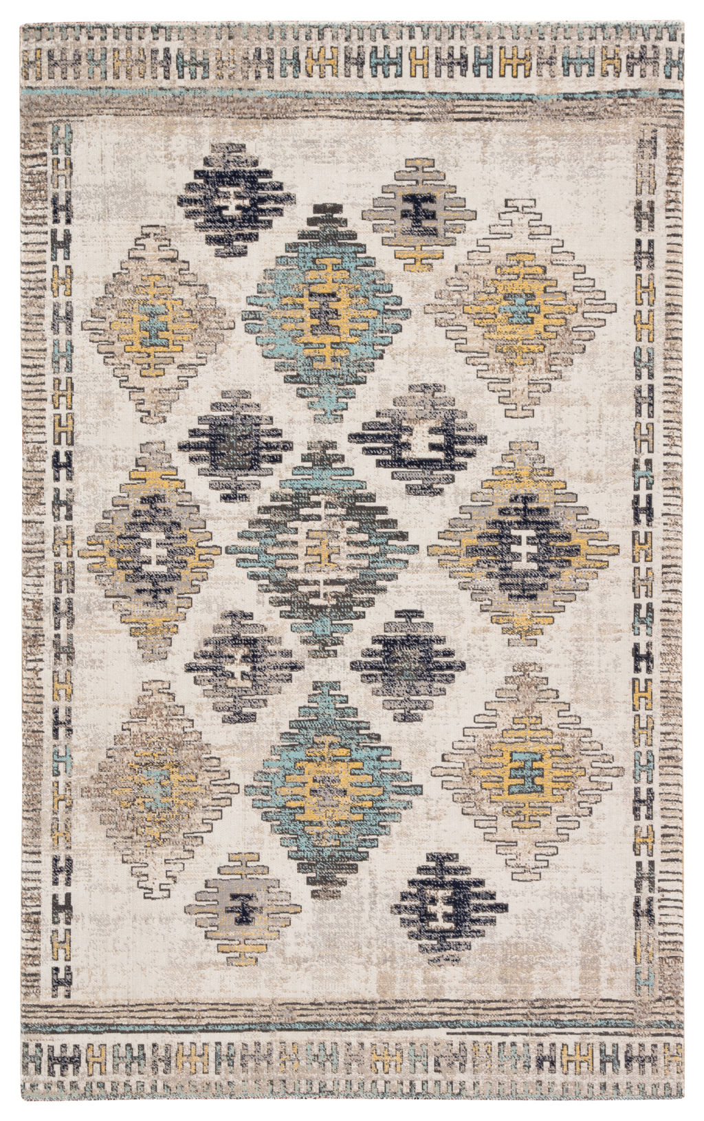 Preview image for Jaipur Living Dez Indoor/ Outdoor Tribal Blue/ Yellow Area Rug (5'3"X7'6")