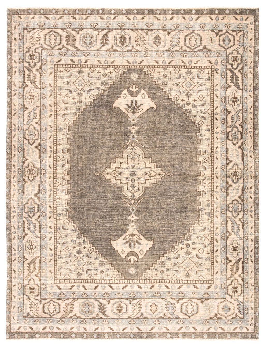 Preview image for Farwell Hand-Knotted Medallion Blue/ Ivory Area Rug (8'6"X11'6")