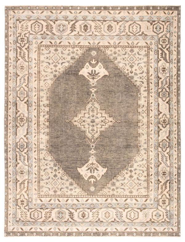 Farwell Hand-Knotted Medallion Blue/ Ivory Area Rug (8'6"X11'6")