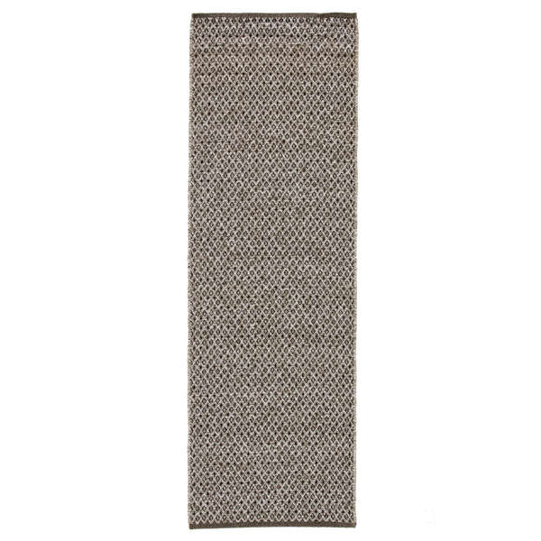 Foster Indoor/ Outdoor Trellis Gray/ White Runner Rug (2'6"X8')