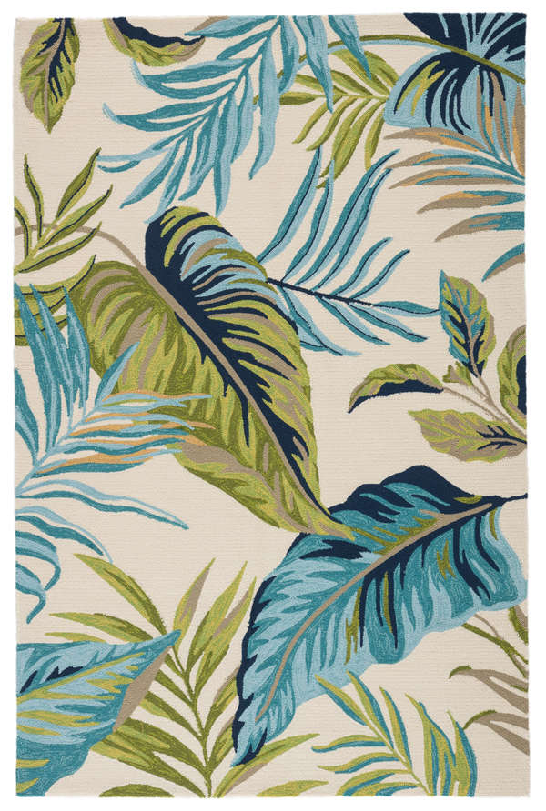 Fraise Indoor/ Outdoor Floral Blue/ Green Area Rug (2'X3')