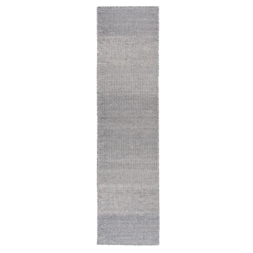 Glace Handmade Geometric Dark Blue/ Ivory Runner Rug (2'6"X10')