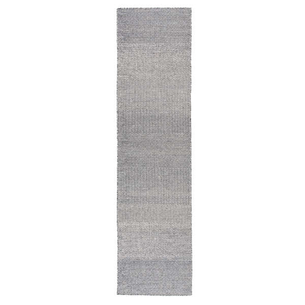 Glace Handmade Geometric Dark Blue/ Ivory Runner Rug (2'6"X10')