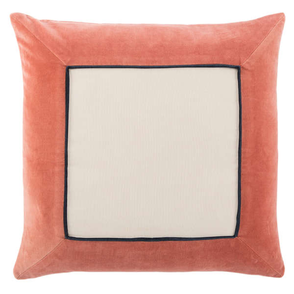 Jaipur Living Hendrix Border Pink/ Cream Down Throw Pillow 22 Inch