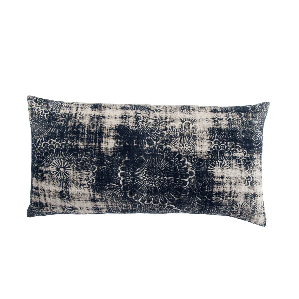Jaipur Living Holi Damask Indigo/ Gray Down Throw Pillow 12X24 Inch