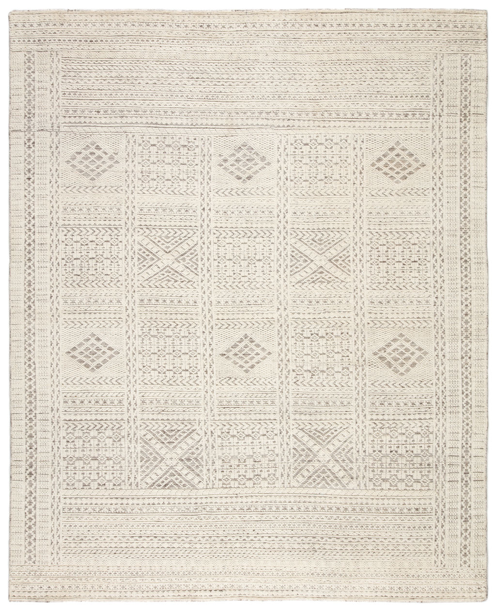 Preview image for Jaipur Living Jadene Hand-Knotted Geometric White/ Light Gray Area Rug (8'X11')
