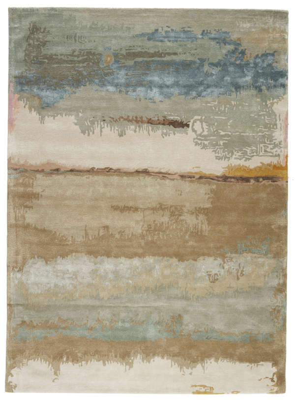 Juna Handmade Abstract Tan/ Yellow Area Rug (8'X11')