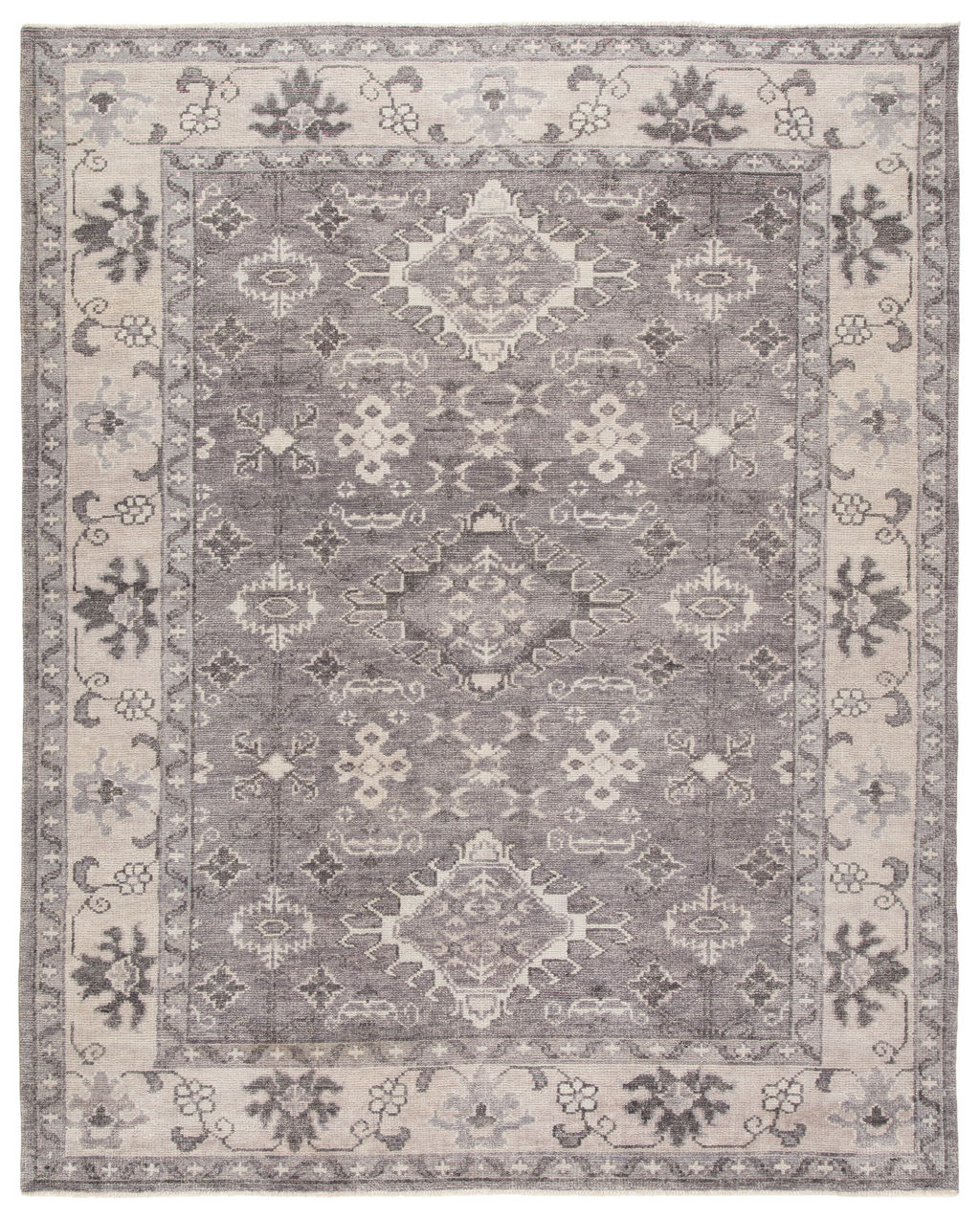 Preview image for Jaipur Living Kella Hand-Knotted Medallion Gray Area Rug (8'6"X11'6")