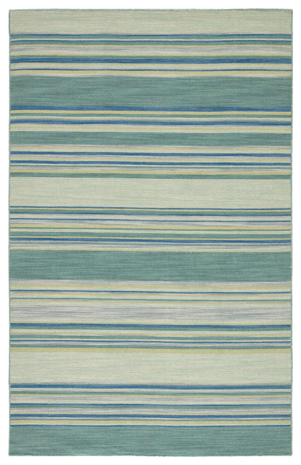 Kiawah Handmade Stripe Blue/ Turquoise Area Rug (7'10"X9'10")