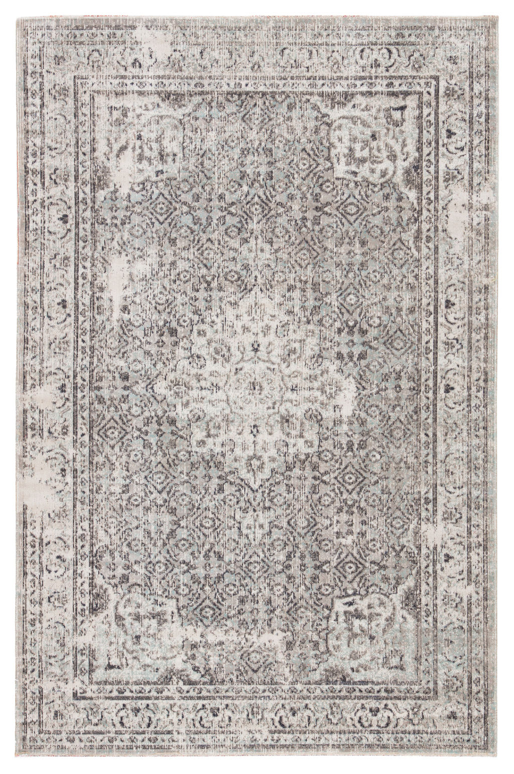 Preview image for Langley Indoor/ Outdoor Medallion Gray/ Blue Area Rug (7'6"X9'6")