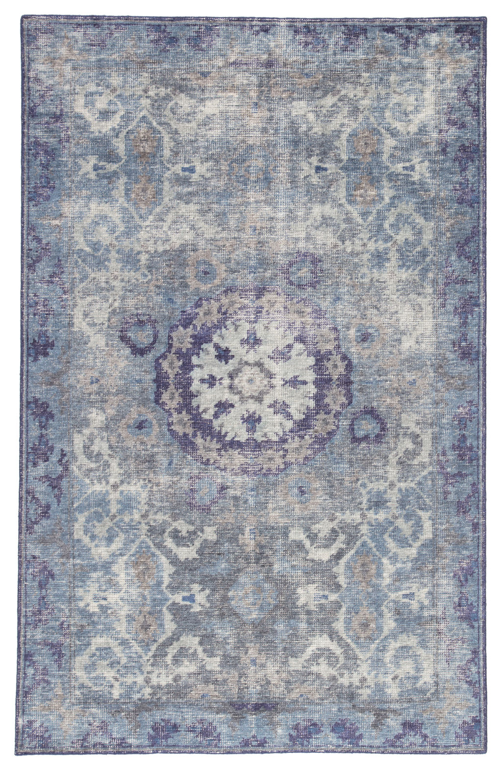 Modify Hand-Knotted Medallion Blue/ Gray Area Rug (8'X11')