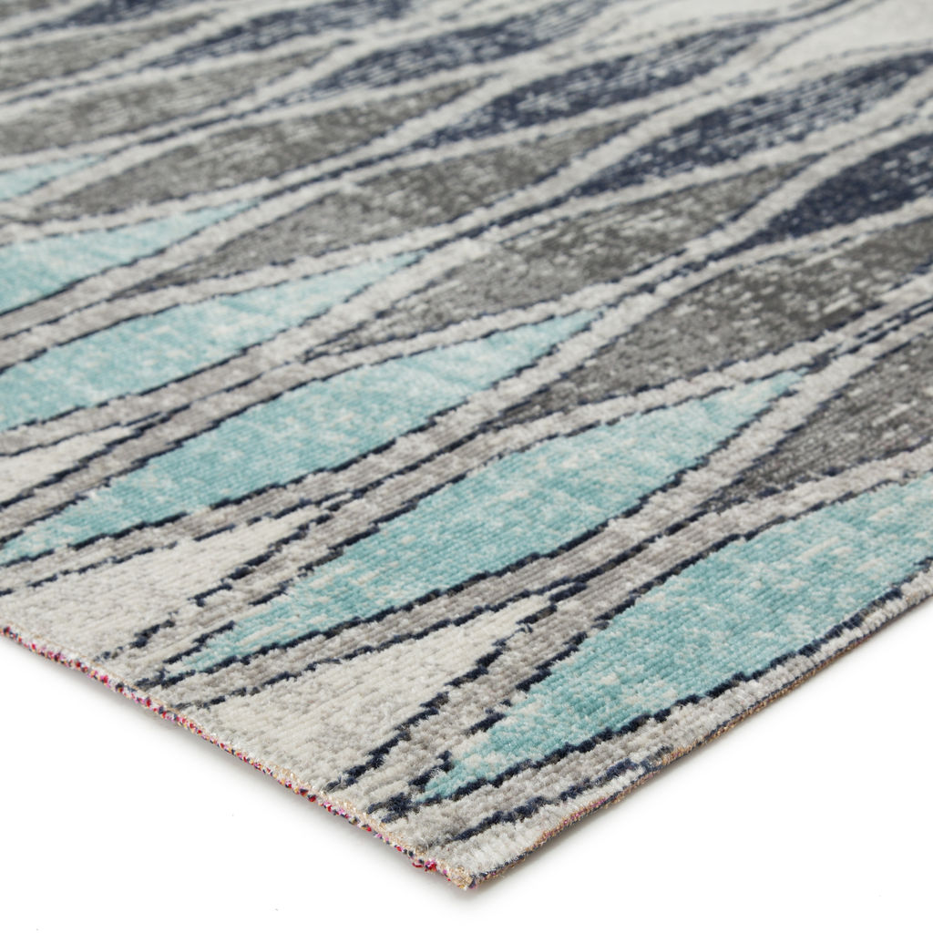 Indoor/ Outdoor Geometric Gray/ Blue Area Rug (7'6"X9'6")