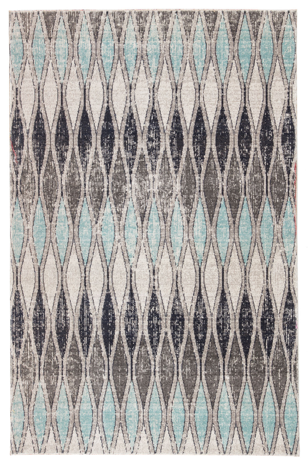 Indoor/ Outdoor Geometric Gray/ Blue Area Rug (7'6"X9'6")