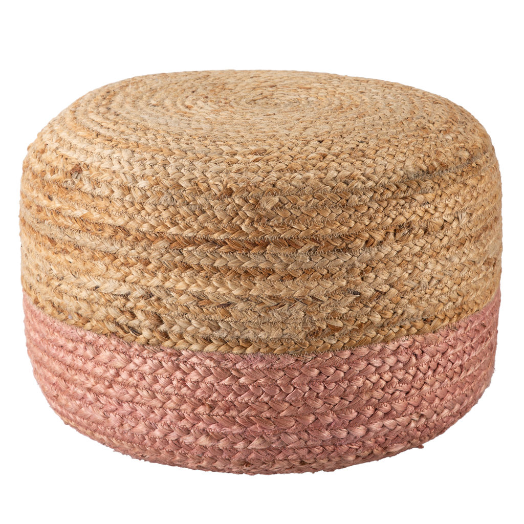 Jaipur Living Oliana Ombre Beige/ Light Pink Cylinder Pouf
