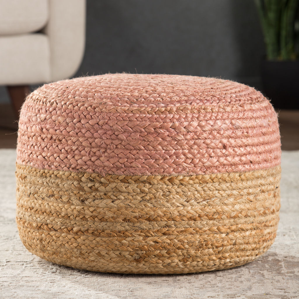 Jaipur Living Oliana Ombre Beige/ Light Pink Cylinder Pouf