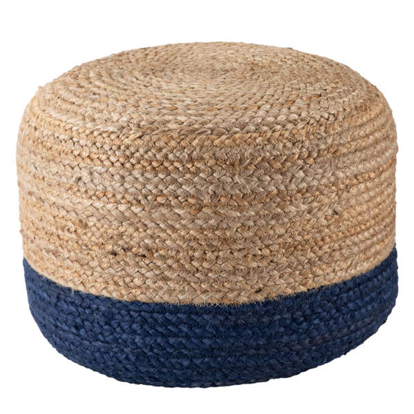 Oliana Ombre Blue/ Beige Cylinder Pouf