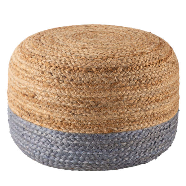 Oliana Ombre Light Gray/ Beige Cylinder Pouf