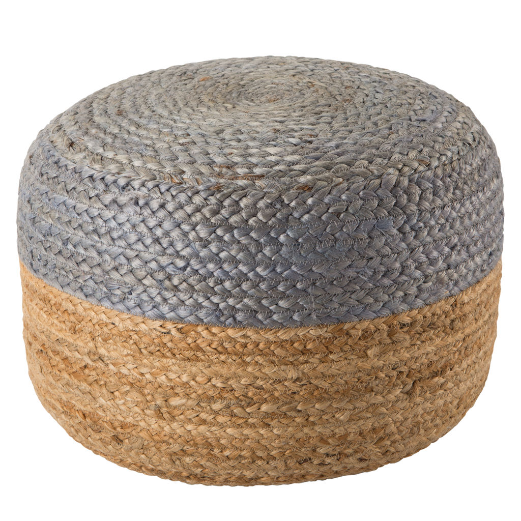 Jaipur Living Oliana Ombre Light Gray/ Beige Cylinder Pouf