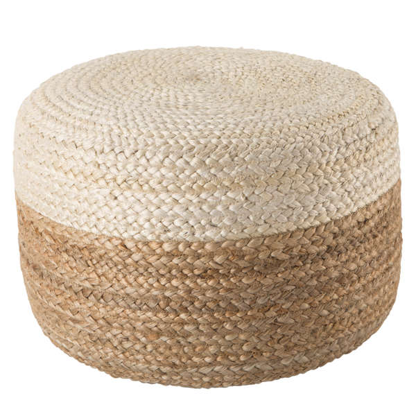 Oliana Ombre White/ Beige Cylinder Pouf
