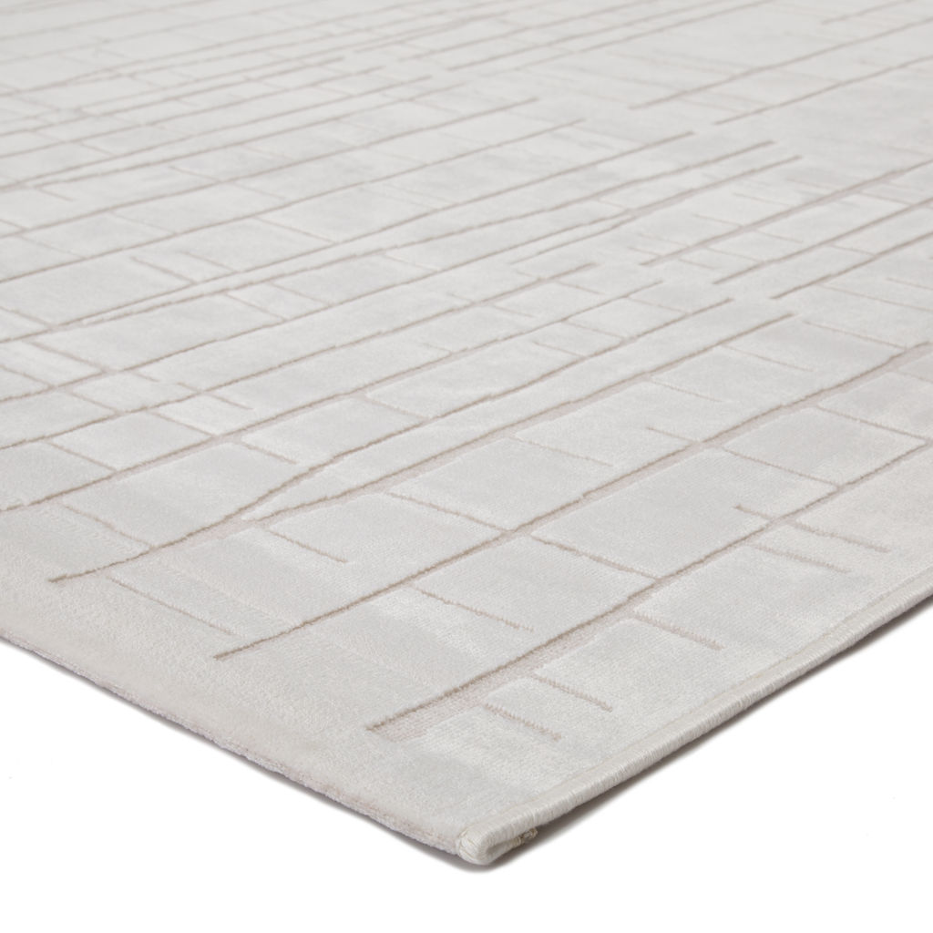 Abstract White and Cream Area Rug- 8'10" x 11'9"