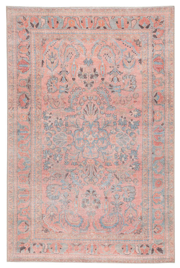 Lilly-Medallion Pink/ Light Blue Area Rug (7'6"X9'6")