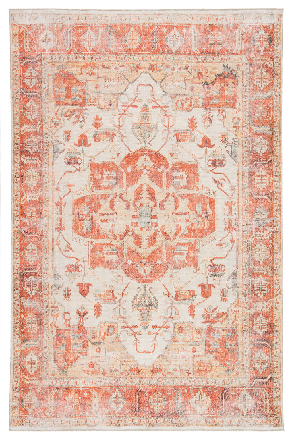 Preview image for Medallion Orange & Ivory Area Rug 7'10" x 9'10"