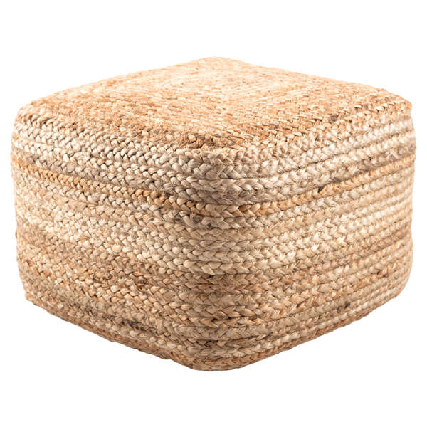 Jaipur Living Sangam Solid Beige Cuboid Pouf
