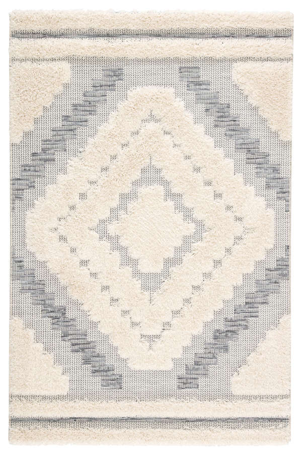Indoor/ Outdoor Geometric Gray/ Cream Area Rug (7'10"X10'10")