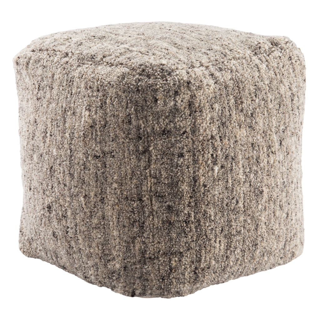 Sherwood Solid Gray/ Beige Cube Pouf